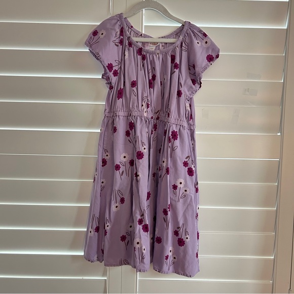 Cat & Jack Floral Print Short Sleeved Dress with Pockets Purple Multi - Picture 1 of 4